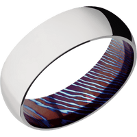 14K White Gold + Polish Finish + Titanium Damascus