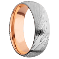 Damascus + Polish Finish + 14K Rose Gold