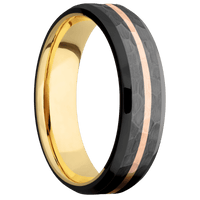 Zirconium + Hammer , Polish Finish + 14K Yellow Gold