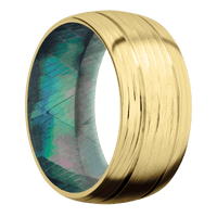 10K Yellow Gold + Treebarkh , Treebark3 Finish + Black Mother of Pearl