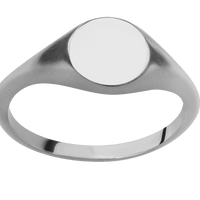 Small Circle signet ring (10mm) in Titanium, with a Thin style band.