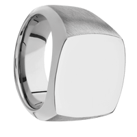 Large Cushion signet ring (18x18mm) in Titanium, with a Wide style band.