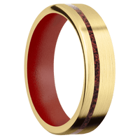10K Yellow Gold + Satin , Satin Finish + Habanero Red