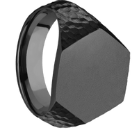 Large Hexagon signet ring (18.5x16mm) in Zirconium, with a Wide style band.