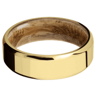 14K Yellow Gold + Polish , Polish Finish + Whiskey Barrel