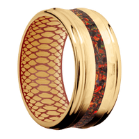 22K Yellow Gold + Hammer , Polish Finish + Habanero Red