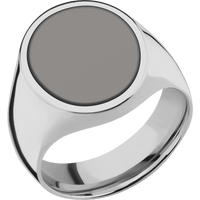 Large Oval signet ring (20x16mm) in Titanium, with a Wide style band, a Tantalum Noir inlay.