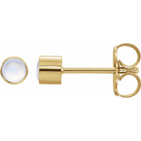 14K Yellow Gold Natural Rainbow Moonstone Bezel-Set Earrings