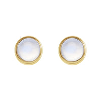 14K Yellow Gold Natural Rainbow Moonstone Bezel-Set Earrings