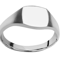Small Cushion signet ring (10x10mm) in Cobalt Chrome, with a Thin style band.