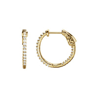 14K Yellow Gold 1/2 CTW Natural Diamond Inside-Outside 19 mm Hinged Hoop Earrings