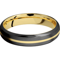 Zirconium + Bead , Polish Finish + 14K Yellow Gold
