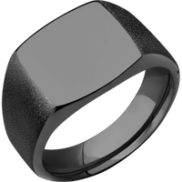 Medium Cushion signet ring (14x14mm) in Zirconium, with a Wide style band.