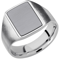 Medium Rectangle signet ring (16x11.5mm) in Palladium Silver, with a Wide style band, a Tantalum inlay.