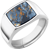 Medium Cushion signet ring (14x14mm) in Palladium Silver, with a Wide style band, a Pietersite inlay.