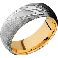 Damascus + Polish Finish + 10K Yellow Gold