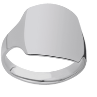 Large Cushion signet ring (18x18mm) in Titanium, with a Cigar style band.