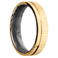14K Yellow Gold + Treebark1 , Polish Finish + Tightweave
