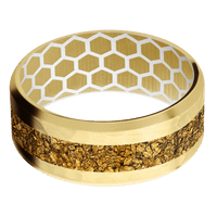 18K Yellow Gold + Hammer , Bead Finish + White