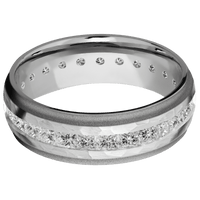 18K White Gold + Hammer , Sand Finish