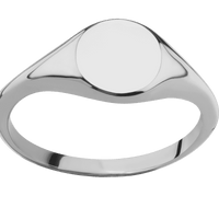 Small Circle signet ring (10mm) in Titanium, with a Thin style band.