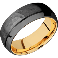Zirconium + Hammer , Polish Finish + 14K Yellow Gold
