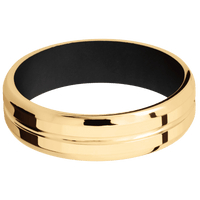14K Yellow Gold + Polish , Polish Finish + Black