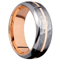 Tantalum + Hammer , Polish Finish + 14K Rose Gold
