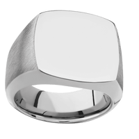 Large Cushion signet ring (18x18mm) in Titanium, with a Wide style band.