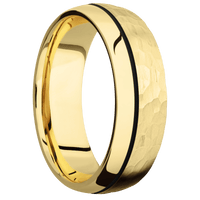 10K Yellow Gold + Hammer , Polish Finish
