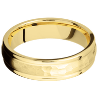 14K Yellow Gold + Hammer , Polish Finish
