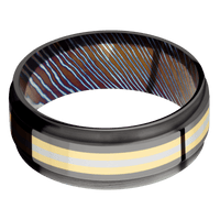 Tantalum Noir + Polish , Satin Finish + Titanium Damascus