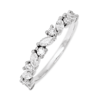 14K White Gold band with 7 Round and 6 Marquise Lab Grown Diamond having TCW-.81