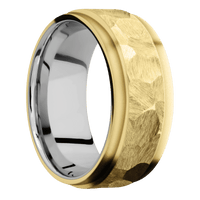 18K Yellow Gold + Rock , Bead Finish + Titanium