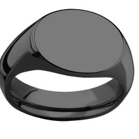 Medium Horizontal Oval signet ring (16x13mm) in Zirconium, with a Wide style band.