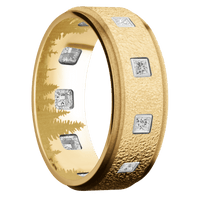 10K Yellow Gold + Stipple , Sand Finish