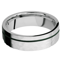 14K White Gold + Hammer , Hammer Finish