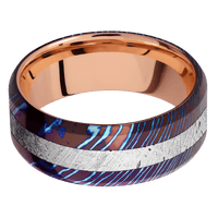 Titanium Damascus + Polish , Polish Finish + 14K Rose Gold