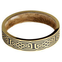 14K Yellow Gold + Satin Finish + Whiskey Barrel