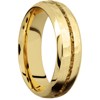 10K Yellow Gold + Hammer , Polish Finish