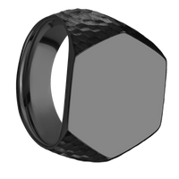 Extra Large Hexagon signet ring (23x20mm) in Zirconium, with a Wide style band.