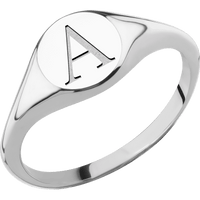 Small Circle signet ring (10mm) in Cobalt Chrome, with a Thin style band and a Book Antiqua 1 engraving.