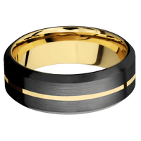 Zirconium + Satin , Satin Finish + 14K Yellow Gold