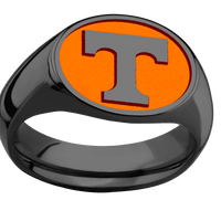 Medium Horizontal Oval signet ring (16x13mm) in Zirconium, with a Wide style band and a Tennessee Power T Rev engraving.