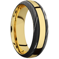 Damascus + Acid Finish + 18K Yellow Gold