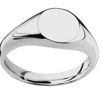 Small Circle signet ring (10mm) in Titanium, with a Wide style band.