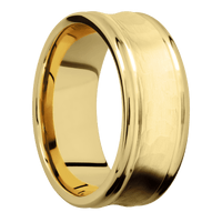 10K Yellow Gold + Hammer , Polish Finish