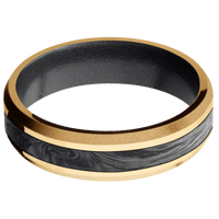 10K Yellow Gold + Polish , Sand Finish + Dark Grey