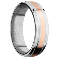 14K White Gold + Satin , Polish Finish + Damascus