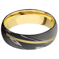 Damascus + Acid Finish + 18K Yellow Gold